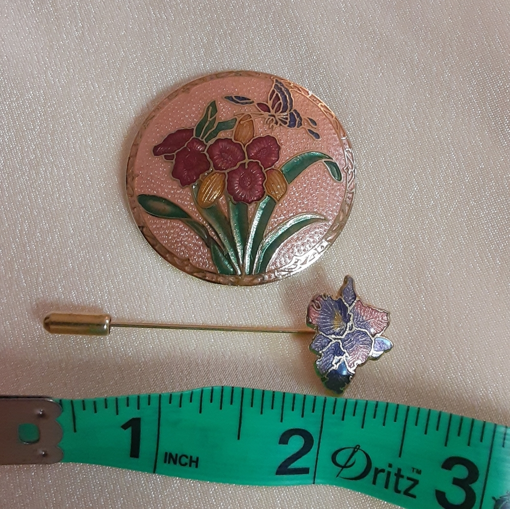 Vintage Cloisonne brooch and hat pin set - Picture 3 of 8